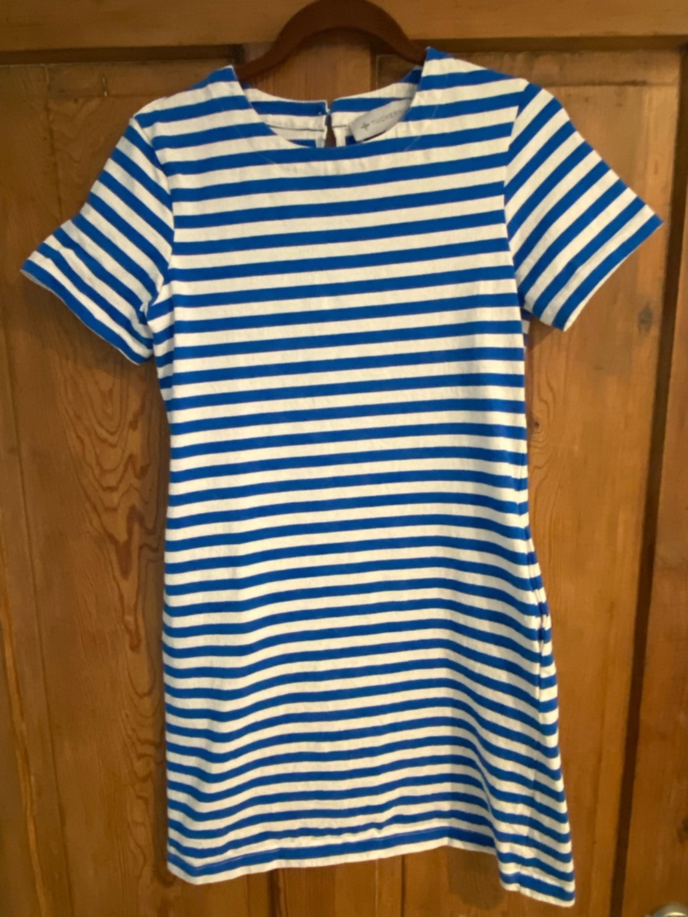Tuckernuck Stella Blue and White Mini T-Shirt Dress - Small